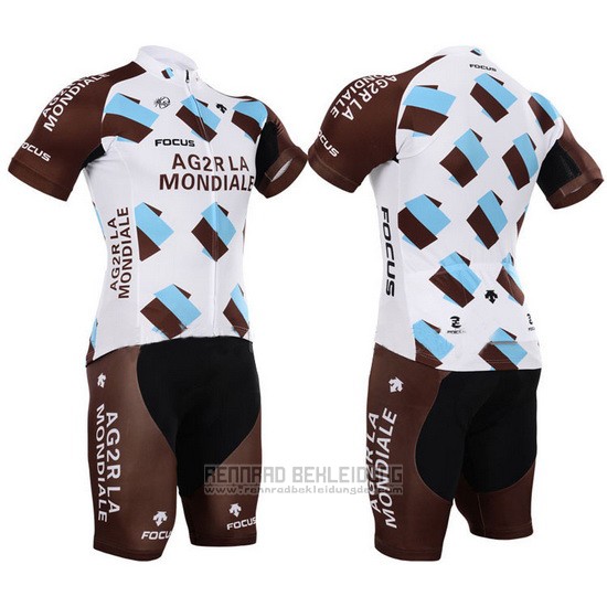 2015 Fahrradbekleidung Ag2rla Braun Trikot Kurzarm und Tragerhose